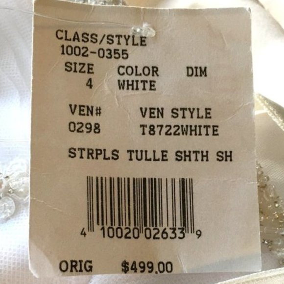 MICHELANGELO ๐ฅ Beaded Strapless Tulle Lace Wedding Dress - David's Bridal NEW!! - Picture 14 of 16